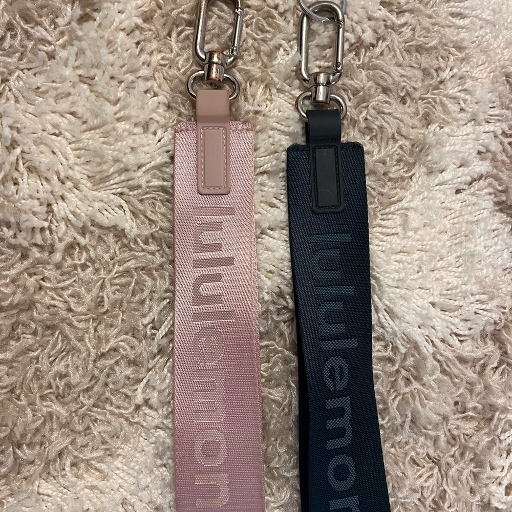 Lululemon Pink and Dark Blue Keychain Set